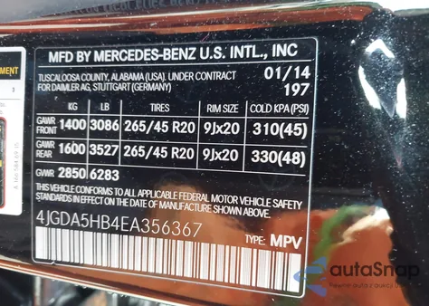 2014 Mercedes-Benz Ml 350 4Matic from USA, damaged, VIN 4JGDA5HB4EA356367